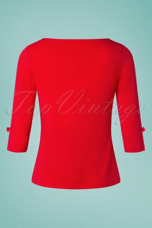 Banned Retro - 50s Oonagh Top in Lipstick Red 4