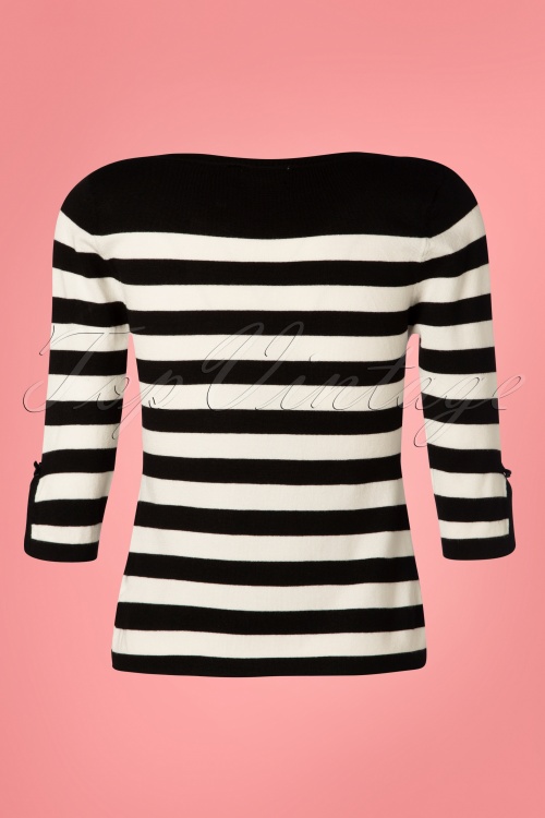 Banned Retro - 50s Sail Away Stripes Jumper in Black 4