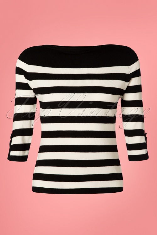 Banned Retro - 50s Sail Away Stripes Jumper in Black 2