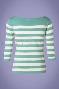 Banned Retro - 50s Sail Away Stripes Jumper in Duck Egg 3