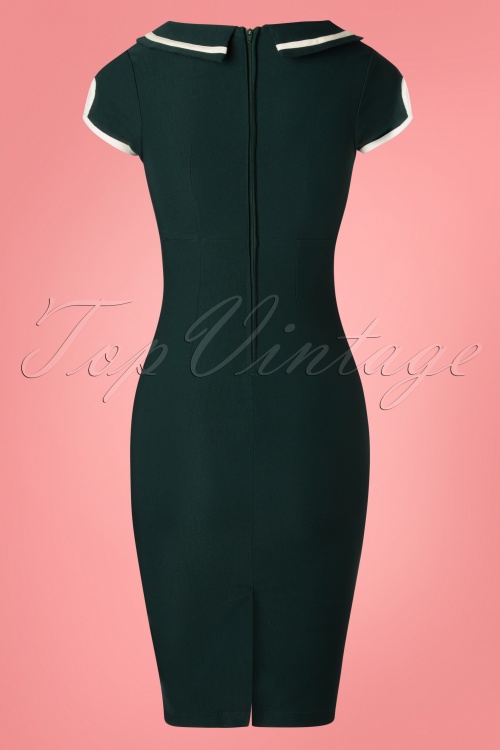 Steady Clothing - Eleanor Wiggle Dress Années 50 en Vert Foncé 5