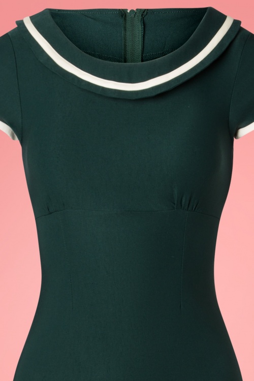 Steady Clothing - Eleanor Wiggle Dress Années 50 en Vert Foncé 3