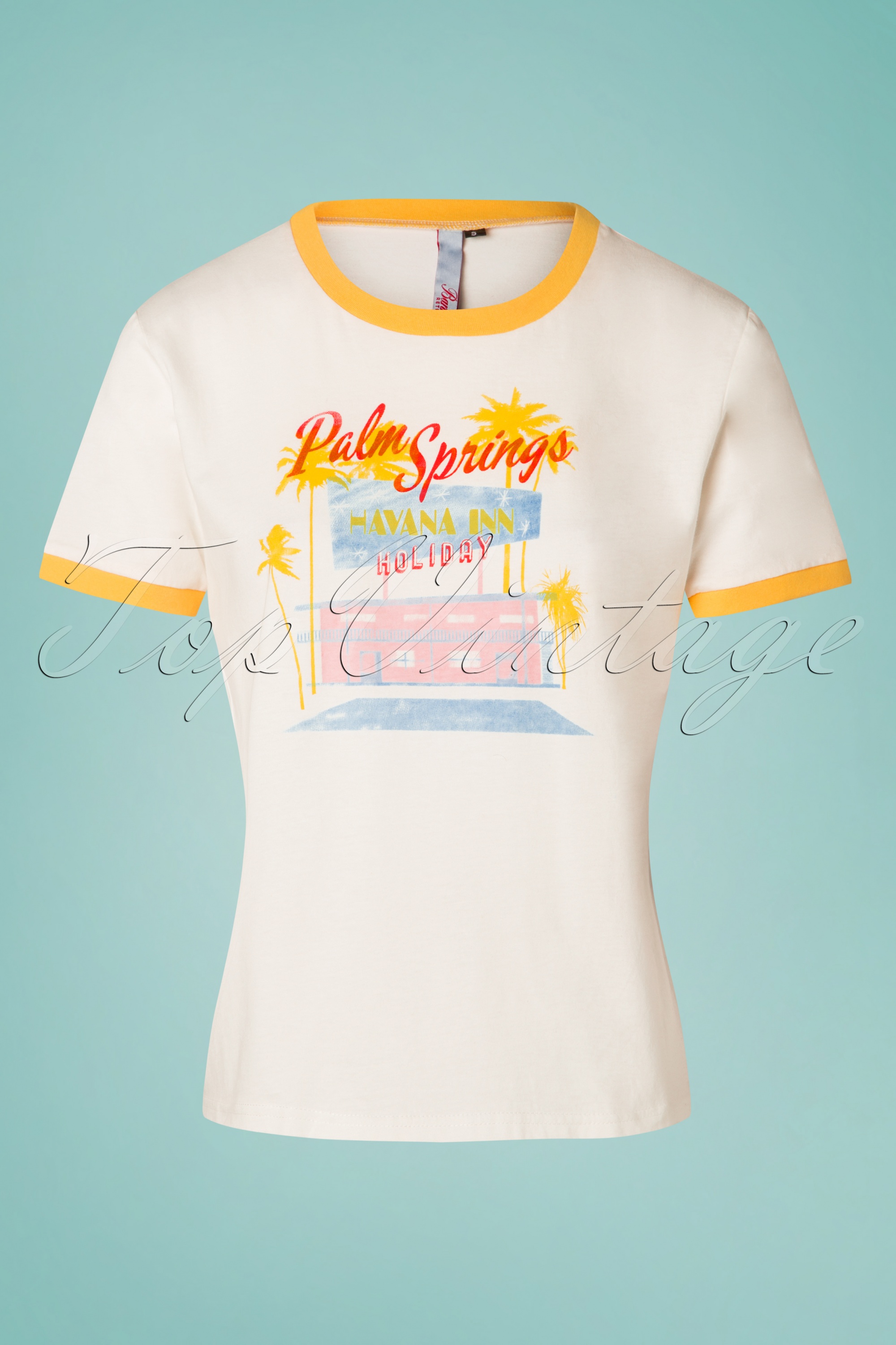 Banned Retro - Palm Springs T-shirt in crème 2