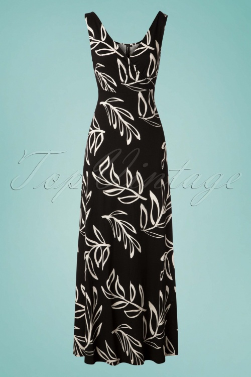 Banned Alternative - 60s Palm Maxi Dress in Black and White 2