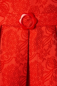 Banned Retro - 60s Florida Jacquard Dress in Coral Red 3