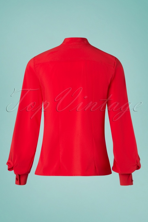 Steady Clothing - Harlow Tie Blouse Années 50 en Rouge 3