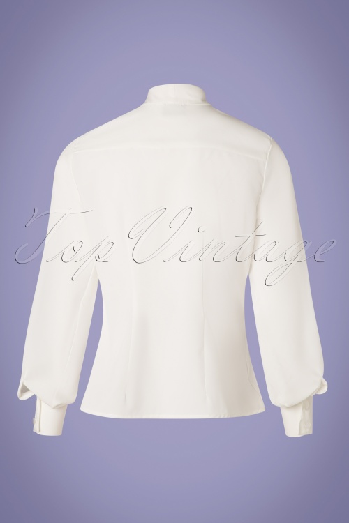 Steady Clothing - 50s Harlow Tie Blouse in Ivory 3