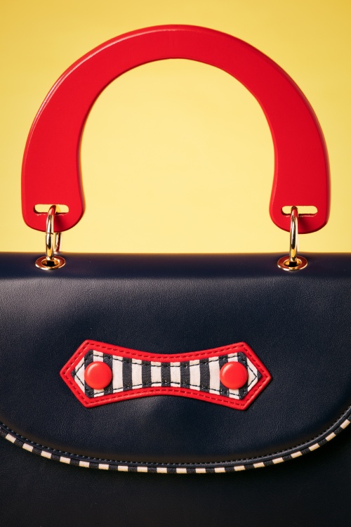 Banned Retro - 50s Boats Against The Current Bag in Red and Navy 3