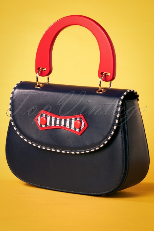 Banned Retro - 50s Boats Against The Current Bag in Red and Navy 2