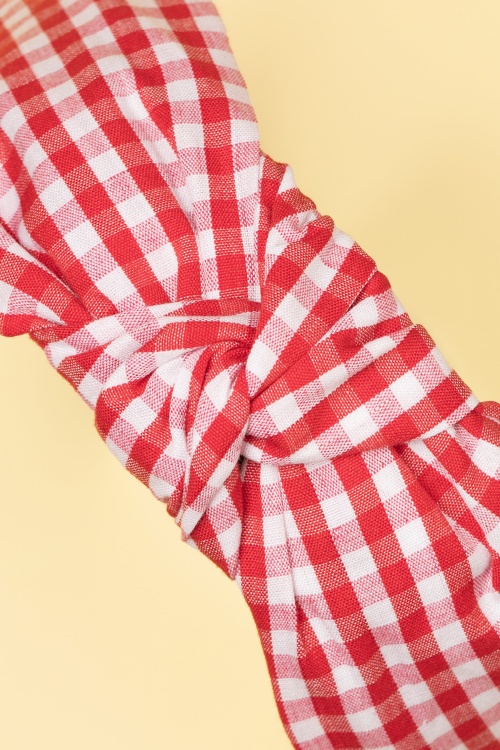 Darling Divine -  50s Gingham Head Band in Red and White 3
