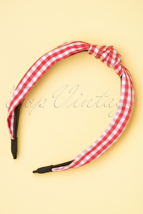 Darling Divine -  50s Gingham Head Band in Red and White 2