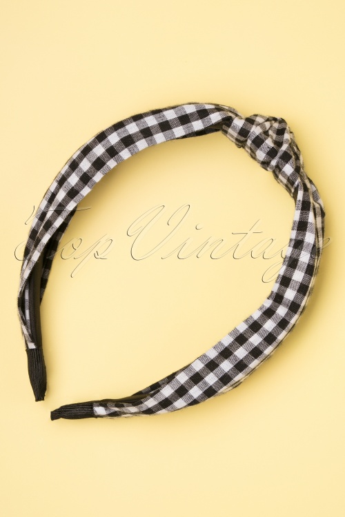 Darling Divine -  50s Gingham Head Band in Black and White 2