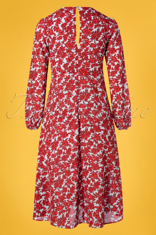 Traffic People - 70s Mama Mia Fools Floral Swing Dress in Red 5