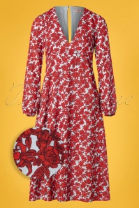 Traffic People - 70s Mama Mia Fools Floral Swing Dress in Red 2