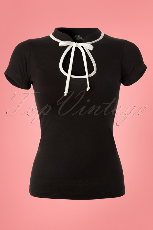 Steady Clothing - TopVintage Exclusive ~ Keyhole to my Heart Top Années 50 en Noir 2