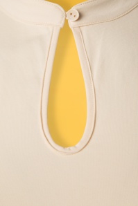 Banned Retro - 50s Mandarin Collar Top in Cream 4