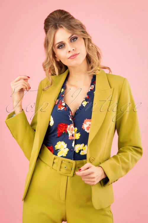 King Louie - 60s Daisy Tribeca Blazer in Cress Yellow