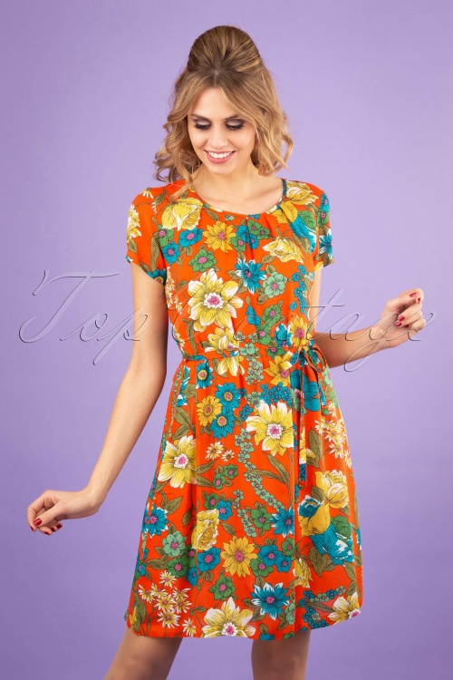 King Louie - 60s Billie Chica Dress in Blazing Orange