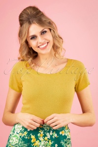 King Louie - 50s Boatneck Lapis Top in Sunny Yellow