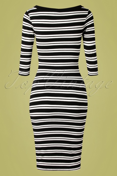 Topvintage Boutique Collection - Janice Stripes penciljurk in zwart en wit 5