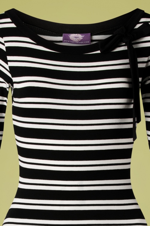 Topvintage Boutique Collection - Janice Stripes penciljurk in zwart en wit 3