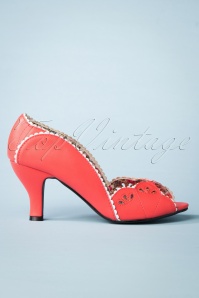 Banned Retro - 40s Ruby Woo Peeptoe Pumps in Coral 4