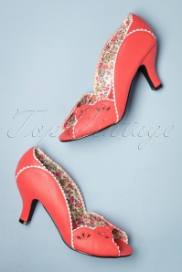 Banned Retro - 40s Ruby Woo Peeptoe Pumps in Coral 3