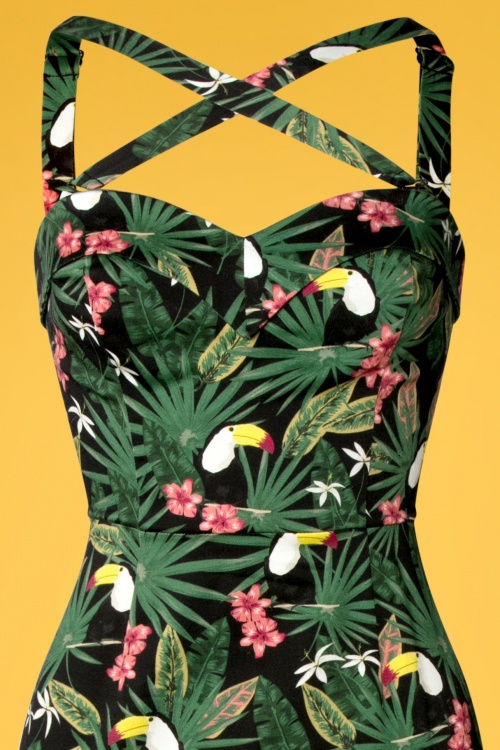 Collectif Clothing - Kiana Tropicalia Pencil Dress Années 50 en Multi 5