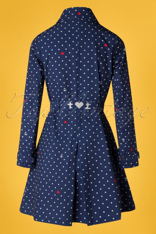 Blutsgeschwister - 60s Spy of Love Trench Coat in Love Me Anchor Blue 3