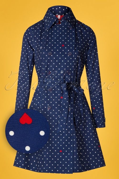 Blutsgeschwister - 60s Spy of Love Trench Coat in Love Me Anchor Blue 2