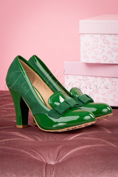 Lola Ramona ♥ Topvintage - Juni ultieme verfijning pumps in smaragdgroen