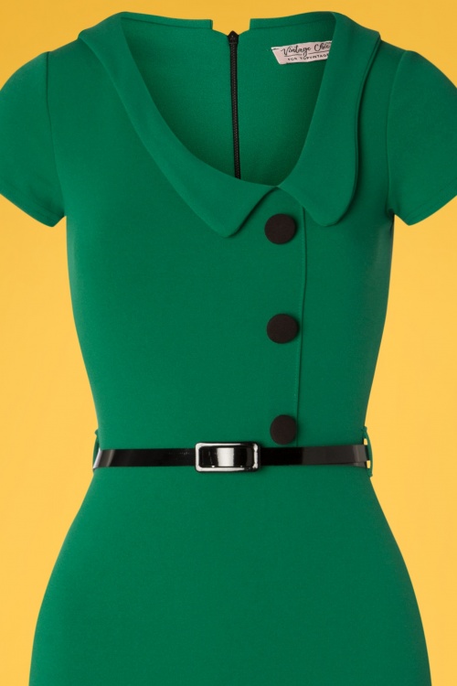 Vintage Chic for Topvintage - 50s Lynne Pencil Dress in Emerald Green 3