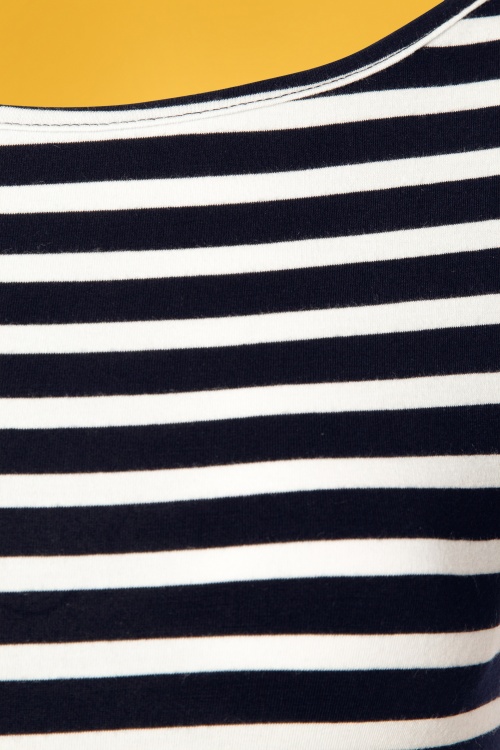 Topvintage Boutique Collection - Sabrina strepen overhemd in marineblauw 3
