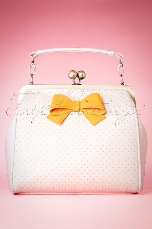 Lola Ramona ♥ Topvintage - Mindy Spot The Dots handtas in crème