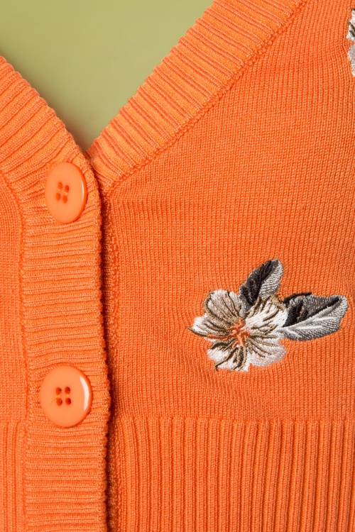 Banned Retro - 50s Tiki Floral Cardigan in Orange 2