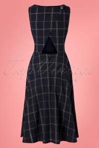 Banned Retro - 50s Check Mate Swing Dress in Navy 2