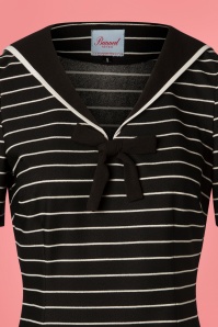 Banned Retro - Pier strepen jersey top in zwart 3