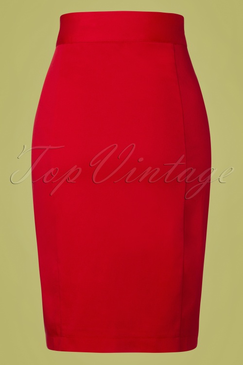 Banned Retro - 50s Rockin Pencil Skirt in Deep Red 3