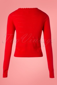 Banned Retro - 50s Pointelle Cardigan in Lipstick Red 4