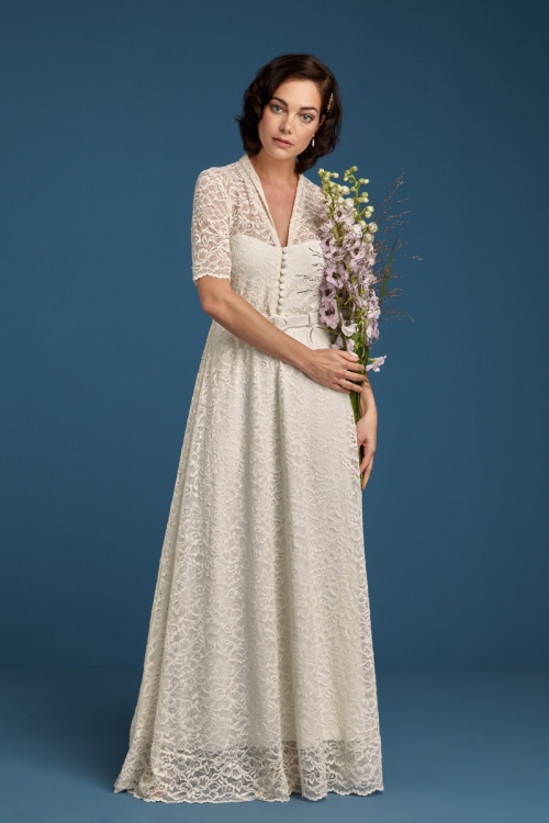 King Louie - 50s Emmy Dentelle Wedding Maxi Dress in Cream 2