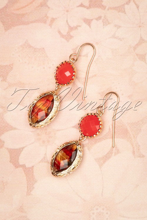 Day&Eve by Go Dutch Label - 50s Vintage Drop Earrings in Coral