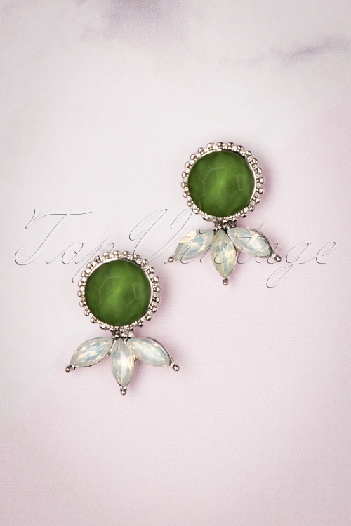 Day&Eve by Go Dutch Label - 50s Vintage Stud Earrings in Green Sparkle