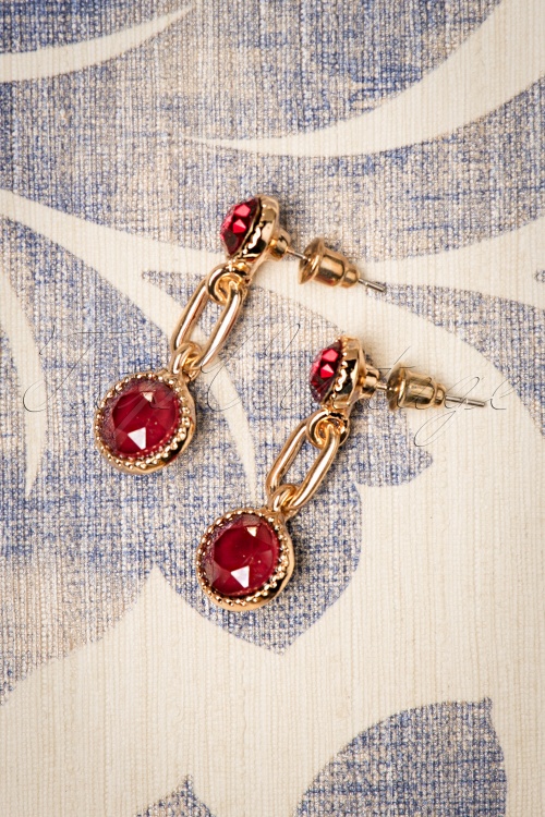 Day&Eve by Go Dutch Label - 50s Classic Earrings in Royal Red and Gold