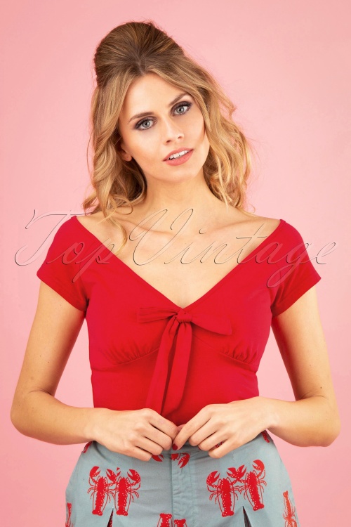 Banned Retro - 50s Bow Wow Top in Red