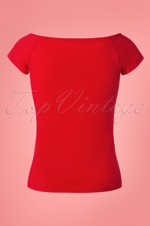Banned Retro - 50s Bow Wow Top in Red 4