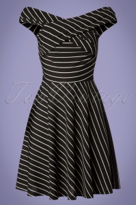 Banned Retro - 50s Pier Stripes Jersey Dress in Black 2