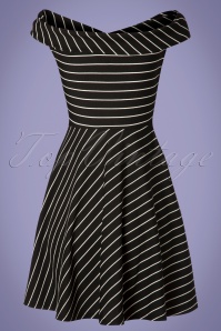 Banned Retro - Pier Stripes Jersey-Kleid in Schwarz 4