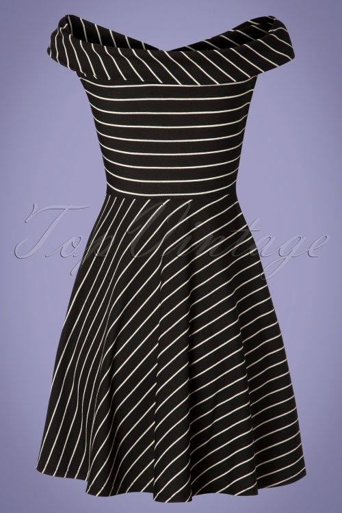 Banned Retro - Pier Stripes Jersey Dress Années 50 en Noir 4