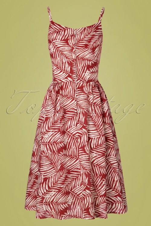 Banned Retro - 50s Palm Days Dress in Burgundy 3