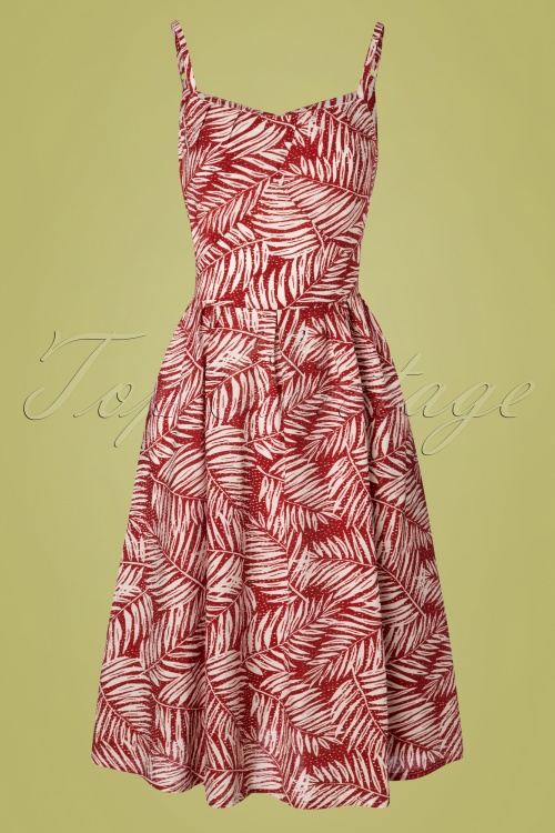 Banned Retro - 50s Palm Days Dress in Burgundy 2